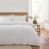 Bianca Oxton Check Cotton Duvet Cover Set - Natural - Oxton Check Duvet Set