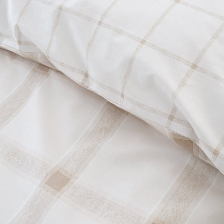 Bianca Oxton Check Cotton Duvet Cover Set - Natural - Oxton Check Duvet Set