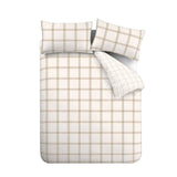 Bianca Oxton Check Cotton Duvet Cover Set - Natural - Oxton Check Duvet Set