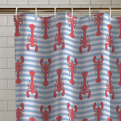 Catherine Lansfield Lobster Red Shower Curtain 180x180cm - Lobster Shower Curtain