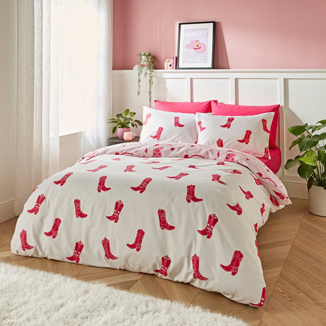Sassy B Cowgirl Boots Duvet Cover Set - Cowgirl Boots Duvet Set Pink