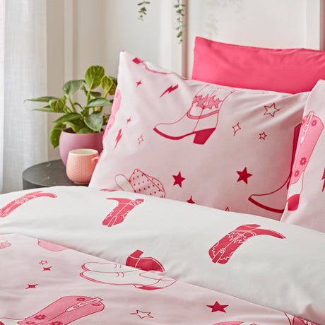 Sassy B Cowgirl Boots Duvet Cover Set - Cowgirl Boots Duvet Set Pink