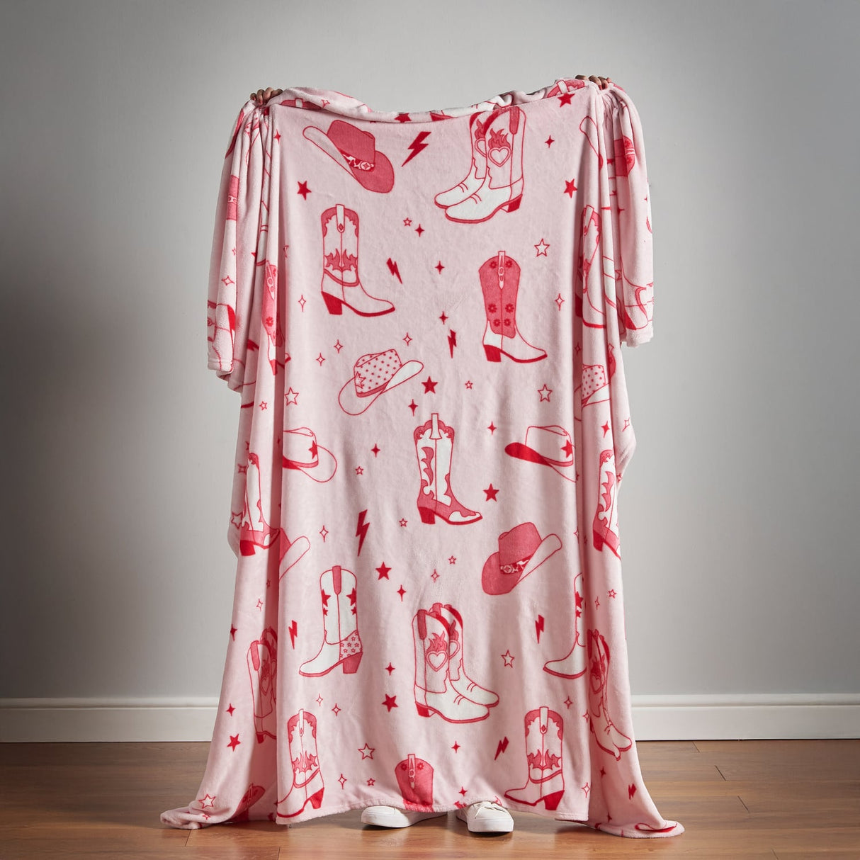 Sassy B Cowgirl Boots Cosy Throw 200cm x 240cm - Cowgirl Boots Throw Pink