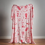 Sassy B Cowgirl Boots Cosy Throw 200cm x 240cm - Cowgirl Boots Throw Pink