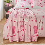 Sassy B Cowgirl Boots Cosy Throw 200cm x 240cm - Cowgirl Boots Throw Pink