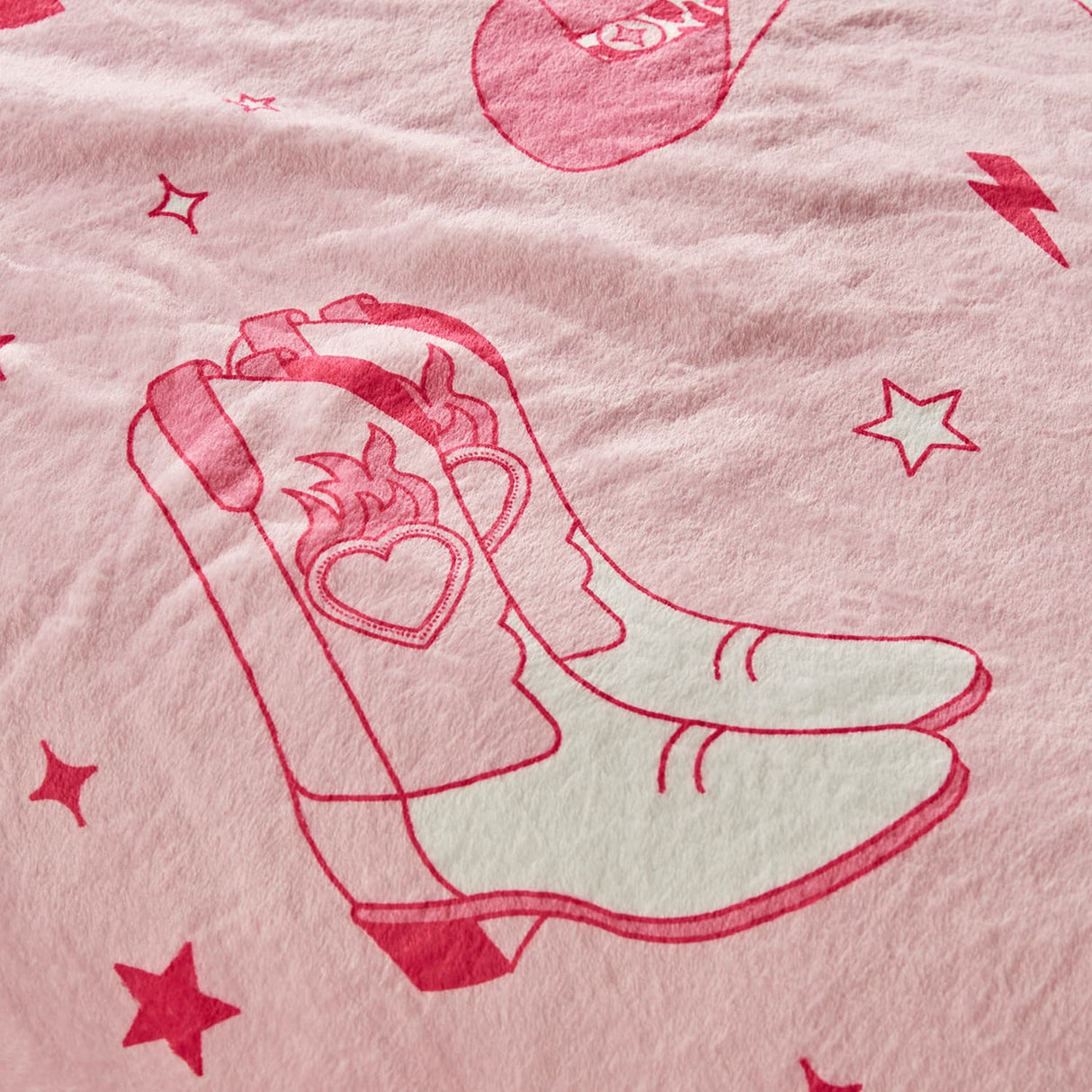 Sassy B Cowgirl Boots Cosy Throw 200cm x 240cm - Cowgirl Boots Throw Pink