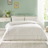 Catherine Lansfield Scallop Border Duvet Cover Set - Scallop Border Duvet Set White Green