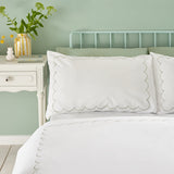 Catherine Lansfield Scallop Border Duvet Cover Set - Scallop Border Duvet Set White Green