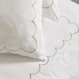 Catherine Lansfield Scallop Border Duvet Cover Set - Scallop Border Duvet Set White Green