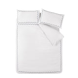 Catherine Lansfield Scallop Border Duvet Cover Set - Scallop Border Duvet Set White Navy