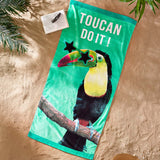 Catherine Lansfield Toucan Do It Cotton Beach Towel 76x160cm - Green