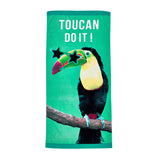 Catherine Lansfield Toucan Do It Cotton Beach Towel 76x160cm - Green - Toucan Do It Beach Towel