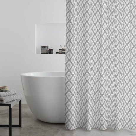 Catherine Lansfield Aztec Diamond Silver Grey 180x180cm Shower Curtain