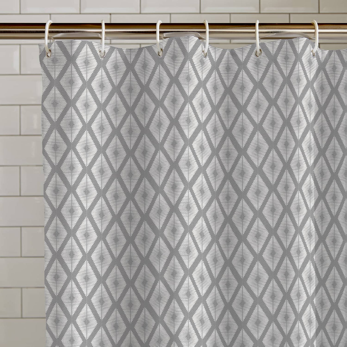 Catherine Lansfield Aztec Diamond Silver Grey 180x180cm Shower Curtain - Aztec Diamond Shower Curtain