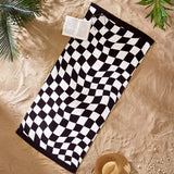 Catherine Lansfield Checkerboard Beach Towel Black and White 76x160cm Cotton