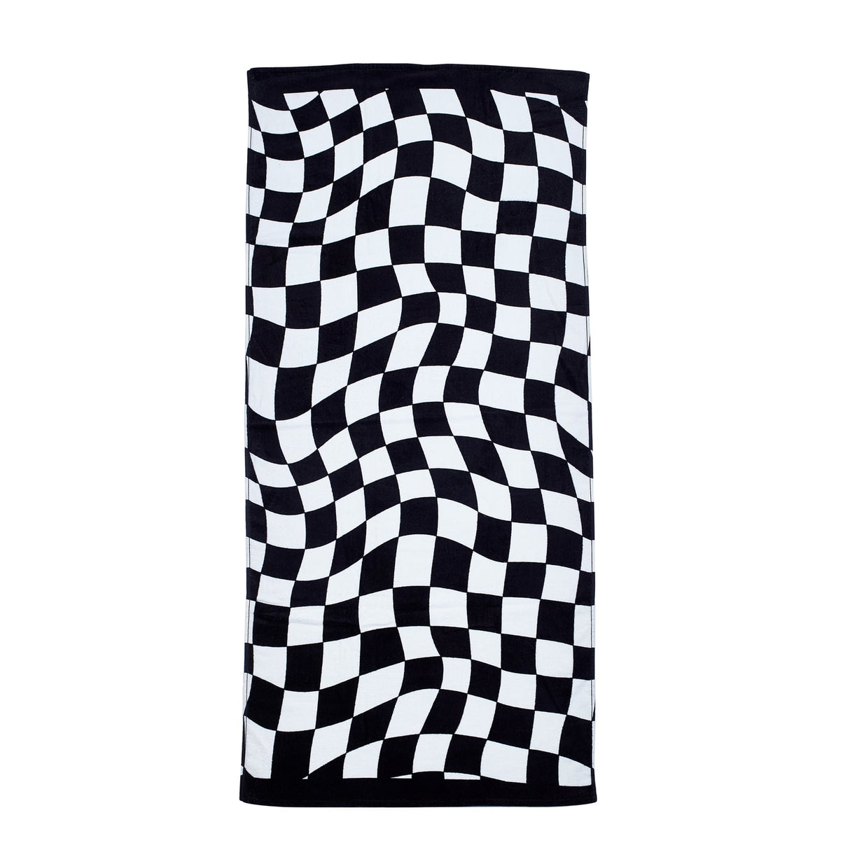 Catherine Lansfield Checkerboard Beach Towel Black and White 76x160cm Cotton - Checkerboard Beach Towel