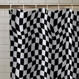 Catherine Lansfield Checkerboard Shower Curtain Black and White 180x180cm - Checkerboard Shower Curtain