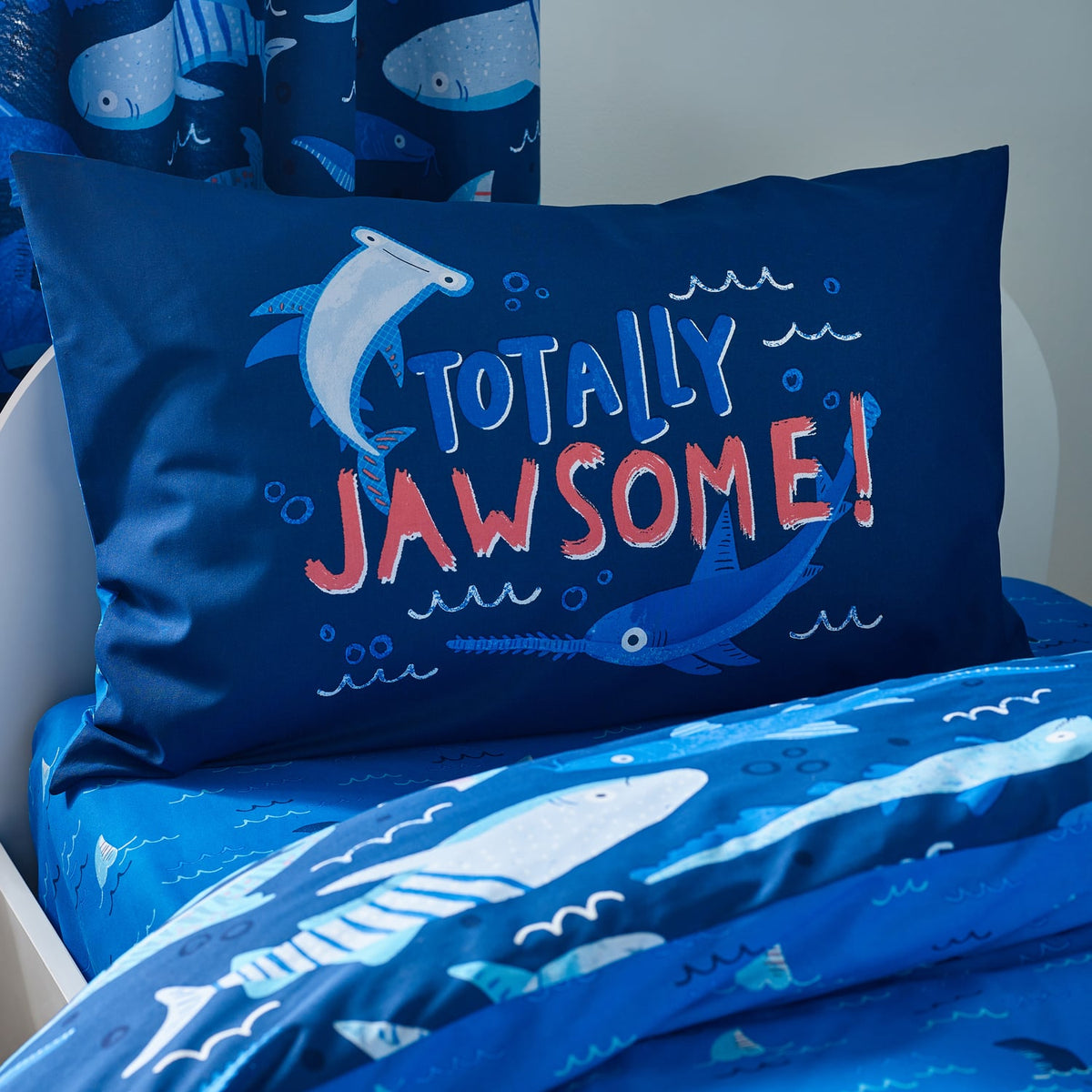 Catherine Lansfield Jawsome Shark Kids Bedding Duvet Cover Set - Jawsome Shark Duvet Set