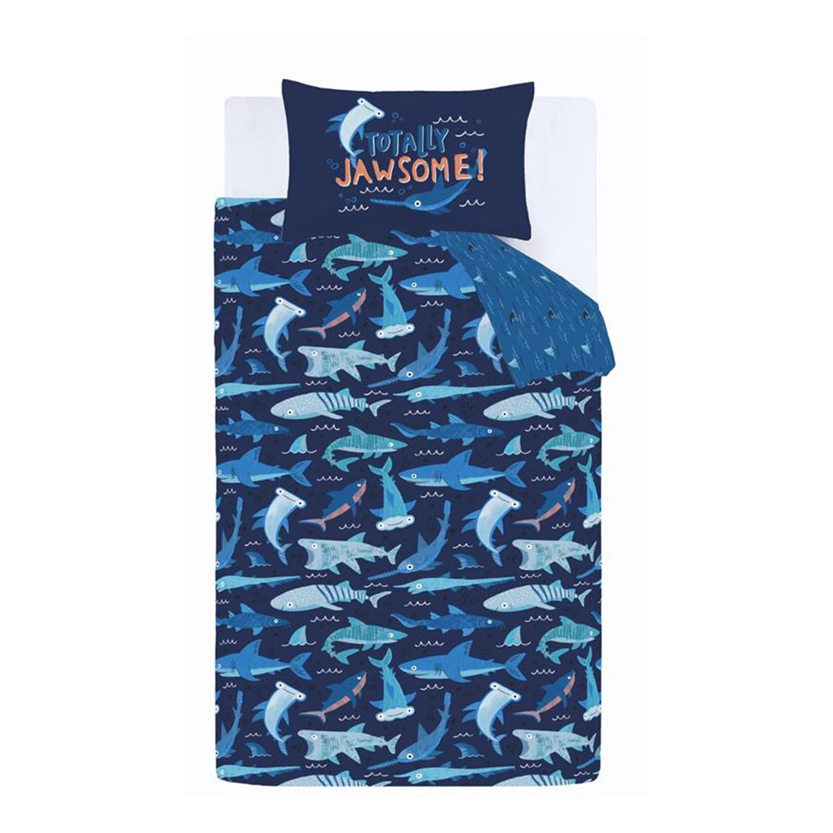 Catherine Lansfield Jawsome Shark Kids Bedding Duvet Cover Set - Jawsome Shark Duvet Set