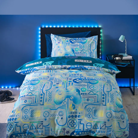 Catherine Lansfield Gamer Duvet Cover Set - Grey - Gamer Duvet Set