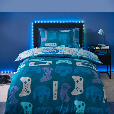 Catherine Lansfield Gamer Duvet Cover Set - Grey - Gamer Duvet Set