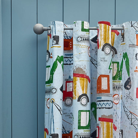 Catherine Lansfield Digger Dreams Kids Eyelet Curtains Polycotton