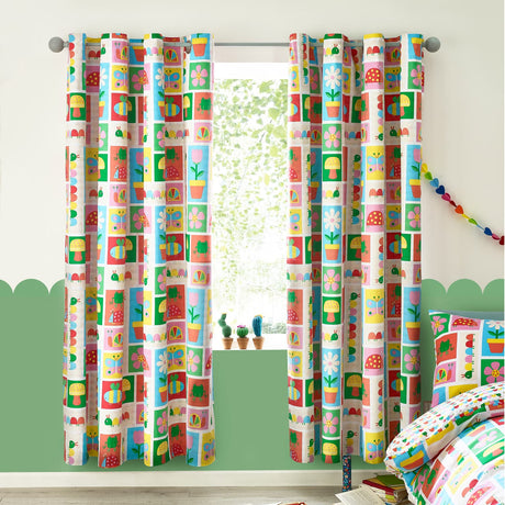 Catherine Lansfield Curious Caterpillar Kids Eyelet Curtains Polycotton - Curious Caterpillar Curtains
