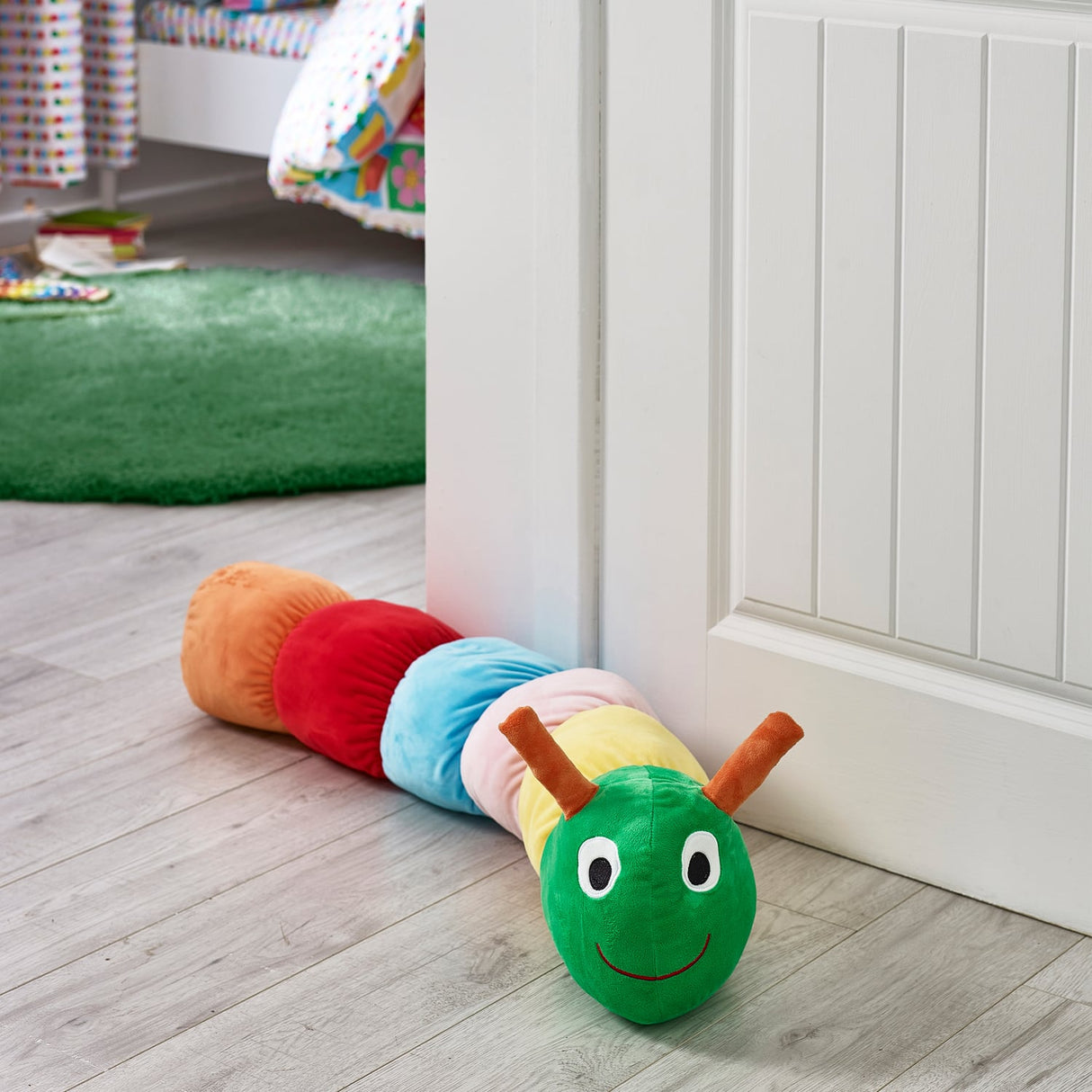 Catherine Lansfield Charlee Caterpillar 3D Shaped Kids Filled Cushion - Curious Caterpillar Cushion