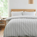 Bianca Ashford Stripe 200 Thread Count 100% Cotton Reversible Duvet Cover Set - Silver image 9