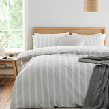 Bianca Ashford Stripe 200 Thread Count 100% Cotton Reversible Duvet Cover Set - Silver image 8