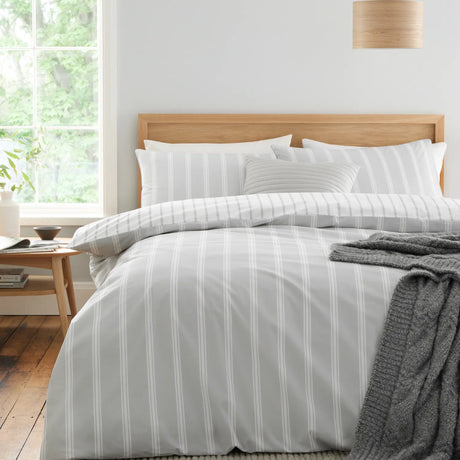 Bianca Ashford Stripe 200 Thread Count 100% Cotton Reversible Duvet Cover Set - Natural image 8