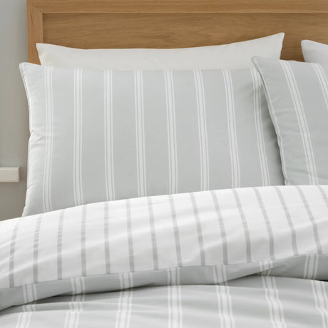 Bianca Ashford Stripe 200 Thread Count 100% Cotton Reversible Duvet Cover Set - Silver image 11