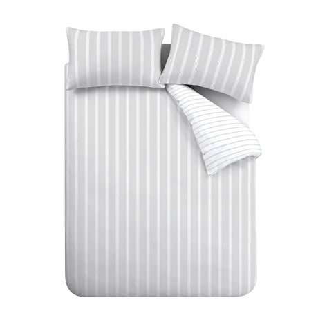 Bianca Ashford Stripe 200 Thread Count 100% Cotton Reversible Duvet Cover Set - Natural image 14
