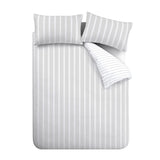 Bianca Ashford Stripe 200 Thread Count 100% Cotton Reversible Duvet Cover Set - Silver image 14
