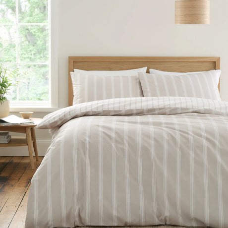 Bianca Ashford Stripe 200 Thread Count 100% Cotton Reversible Duvet Cover Set - Natural image 2