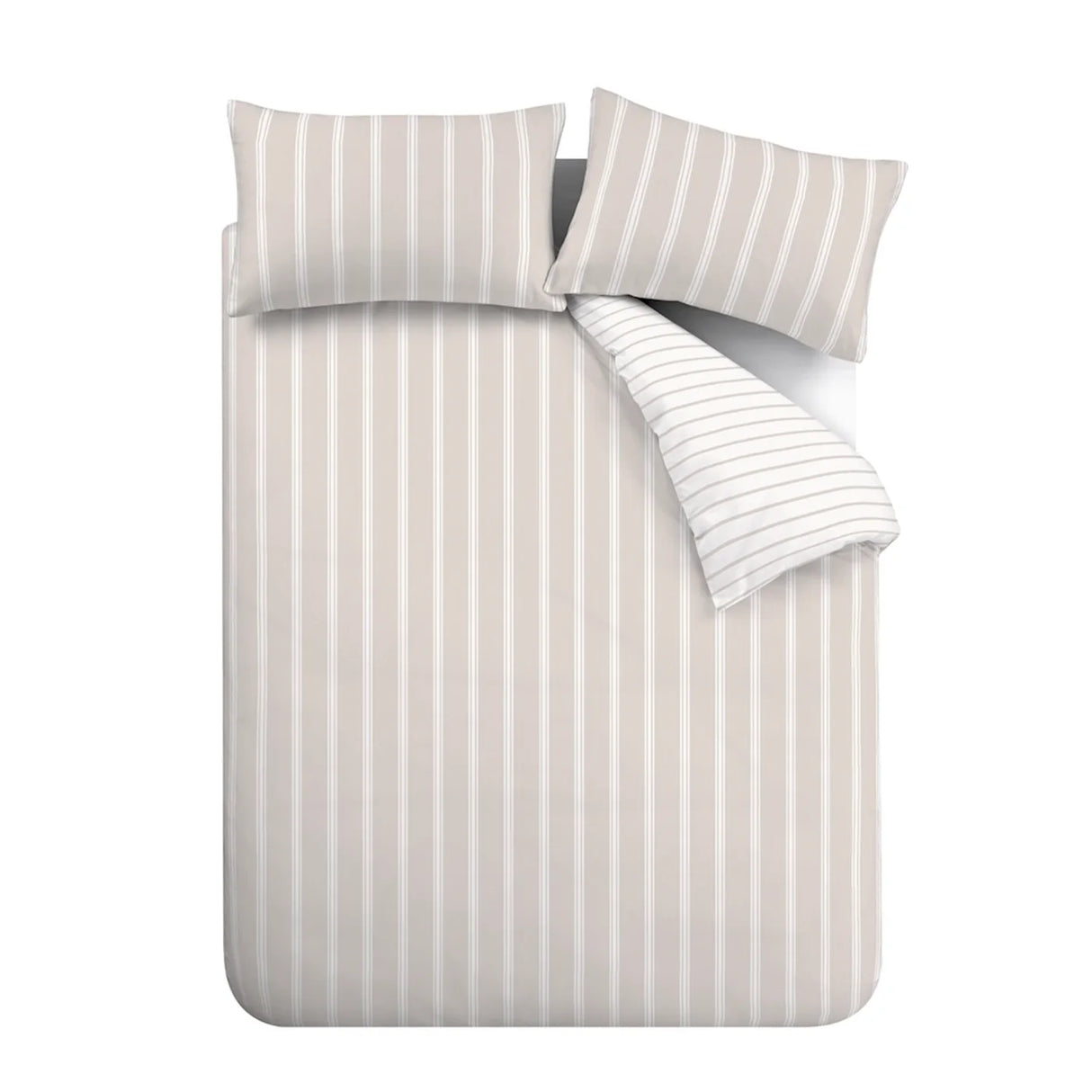 Bianca Ashford Stripe 200 Thread Count Cotton Percale Reversible Duvet Cover Set