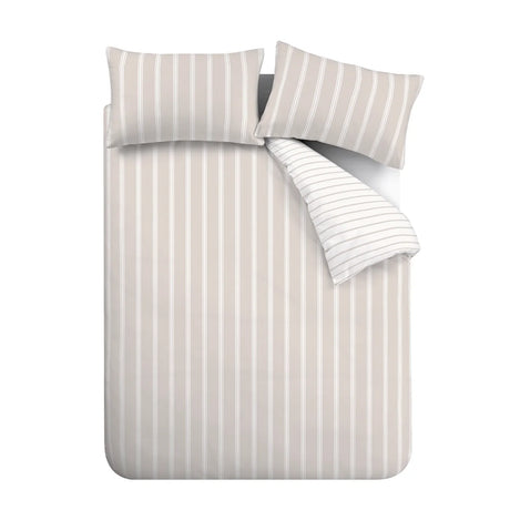 Bianca Ashford Stripe 200 Thread Count Cotton Percale Reversible Duvet Cover Set with Pillowcase