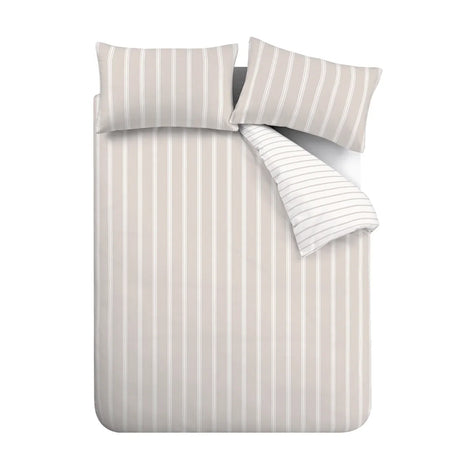 Bianca Ashford Stripe 200 Thread Count 100% Cotton Reversible Duvet Cover Set - Natural image 7