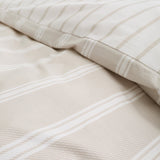 Bianca Ashford Stripe 200 Thread Count 100% Cotton Reversible Duvet Cover Set - Natural - Ashford Stripe Duvet Set Natural