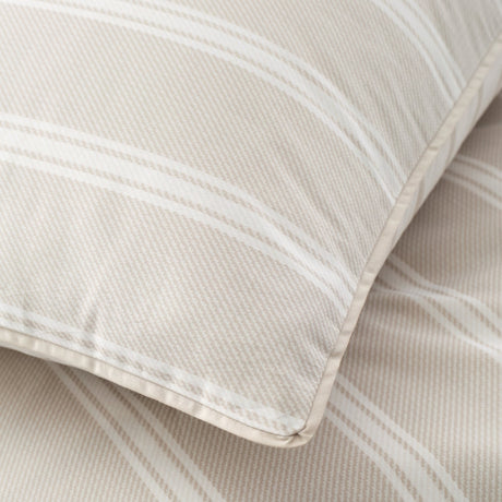 Bianca Ashford Stripe 200 Thread Count 100% Cotton Reversible Duvet Cover Set - Natural - Ashford Stripe Duvet Set Natural