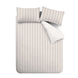 Bianca Ashford Stripe 200 Thread Count 100% Cotton Reversible Duvet Cover Set - Natural - Ashford Stripe Duvet Set Natural