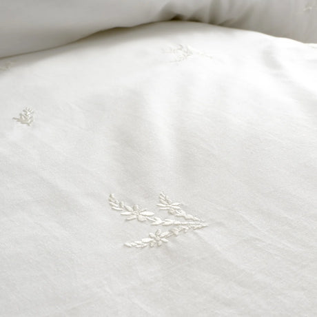 Bianca Lottie Floral Embroidery 180 Thread Count Cotton Duvet Cover Set with Pillowcase