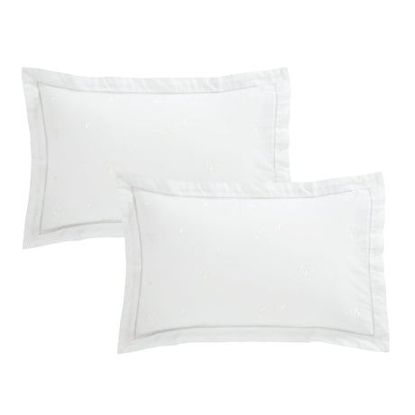 Bianca Fine Linens Lottie Embroidery Pillowcases - White - Lottie Embroidery Oxford Pillowcase Pair