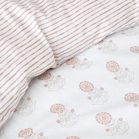 Catherine Lansfield Woodblock Floral So Soft Duvet Cover Set - Woodblock Floral Duvet Set
