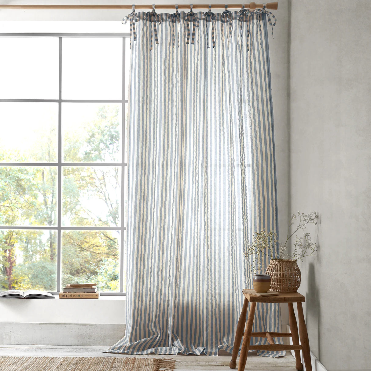 Pineapple Elephant Zanzibar Woven Stripe Voile Eyelet Curtain Panel 7