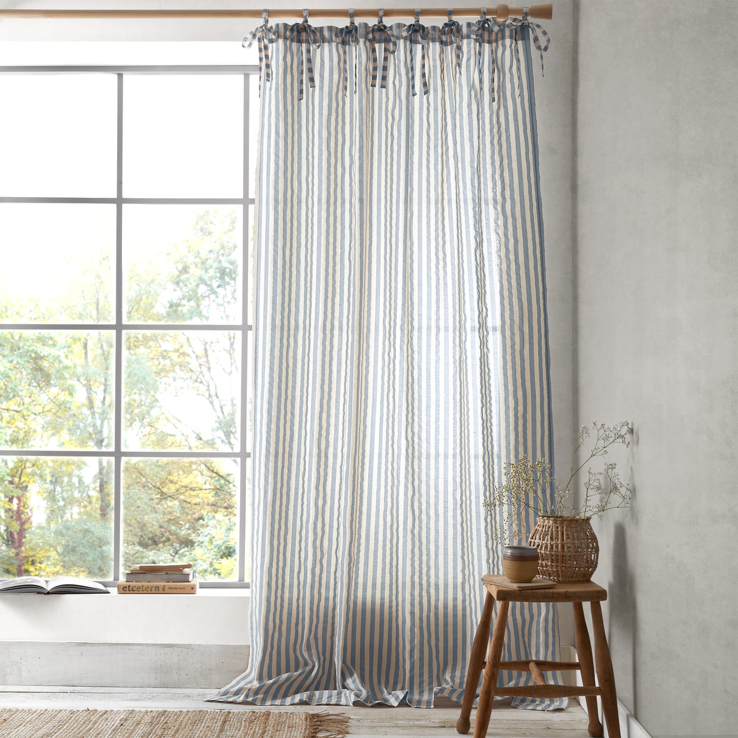 Pineapple Elephant Zanzibar Woven Stripe Voile Curtain Panel 72" Drop Polycotton