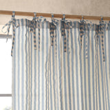 Pineapple Elephant Zanzibar Woven Stripe Voile Curtain Panel 72" Drop Polycotton - Zanzibar Yarn Dyed Stripe Blue Voile Panel