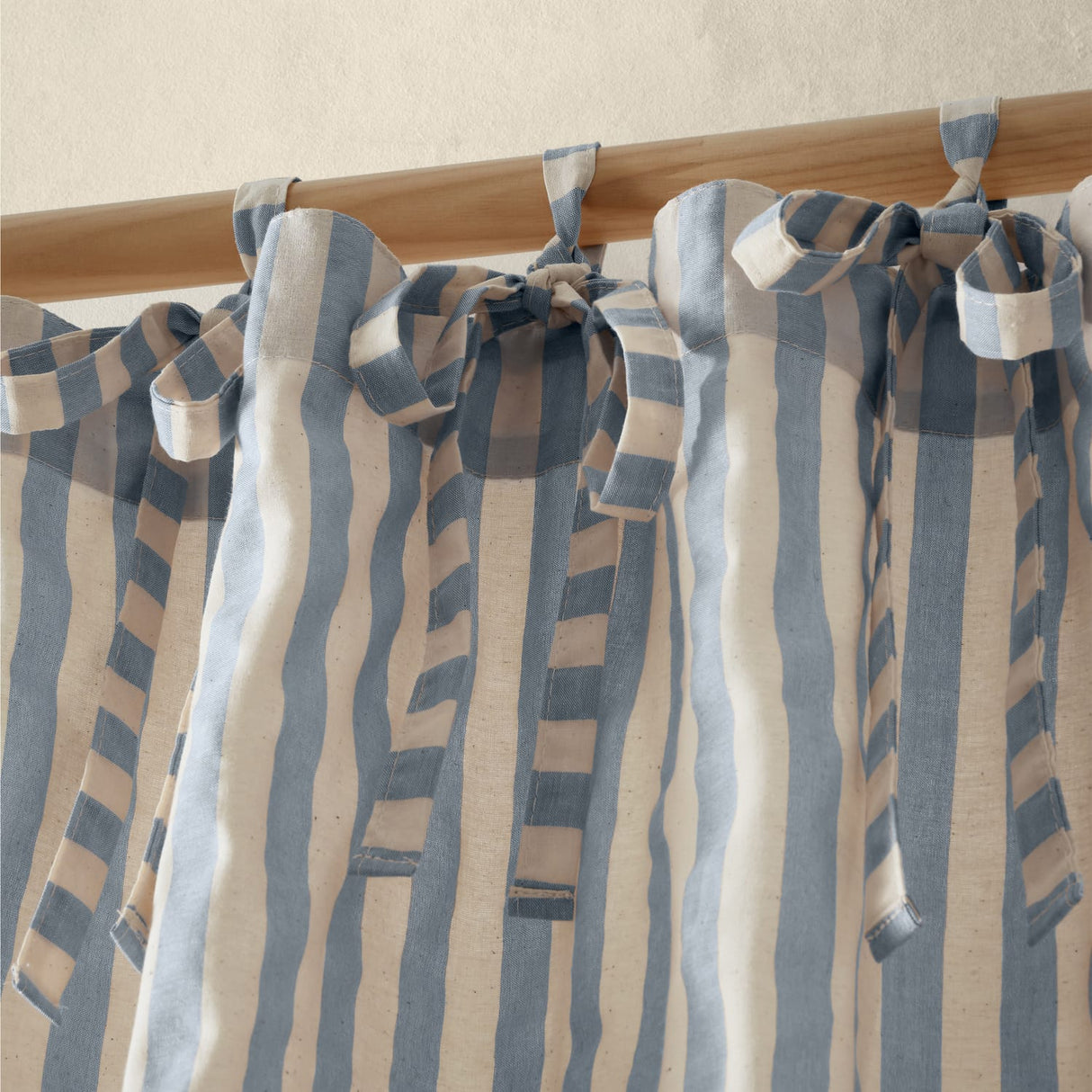 Pineapple Elephant Zanzibar Woven Stripe Voile Curtain Panel 72" Drop Polycotton - Zanzibar Yarn Dyed Stripe Blue Voile Panel