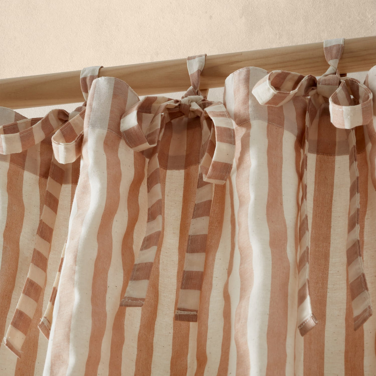 Pineapple Elephant Zanzibar Woven Stripe Voile Curtain Panel 72" Drop Polycotton - Zanzibar Yarn Dyed Stripe Clay Voile Panel