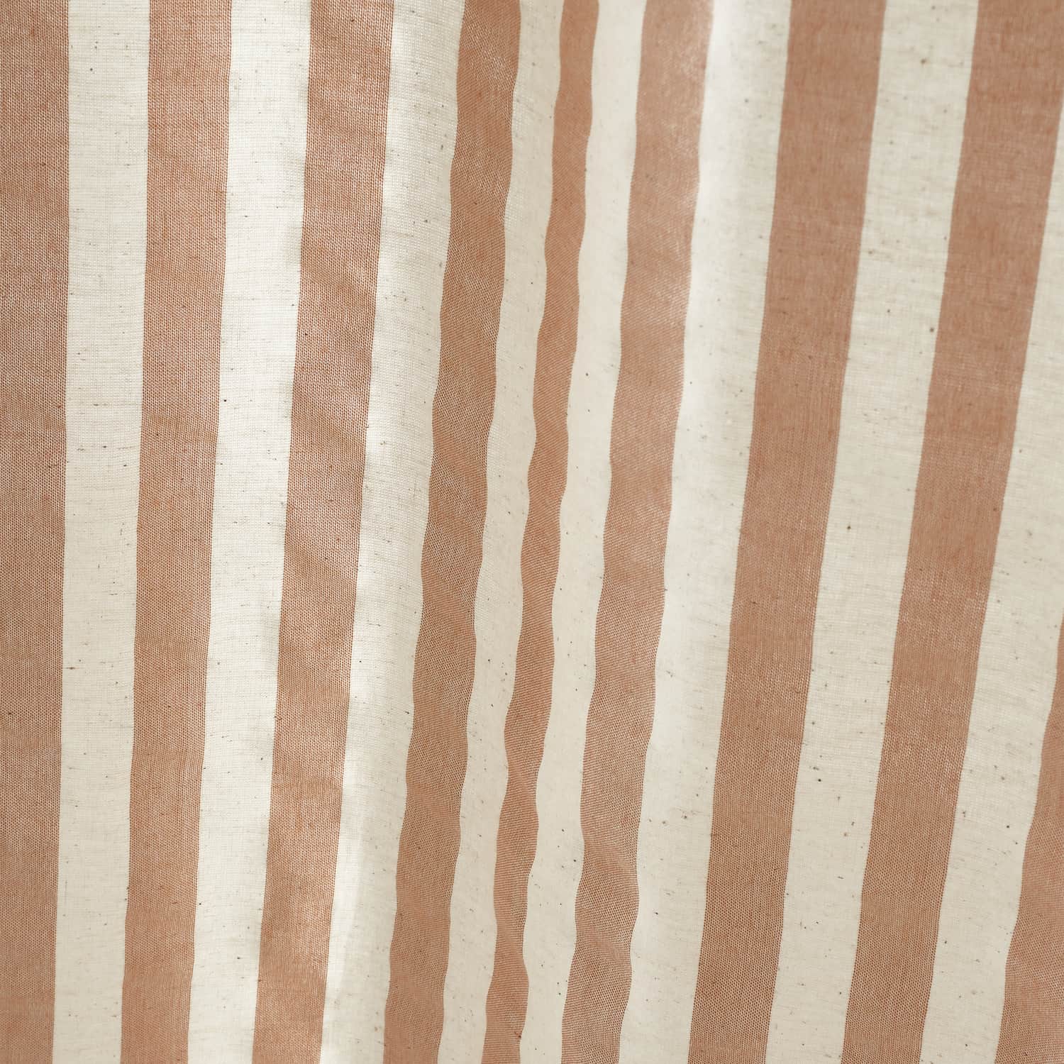 Pineapple Elephant Zanzibar Woven Stripe Voile Curtain Panel 72" Drop Polycotton - Zanzibar Yarn Dyed Stripe Clay Voile Panel